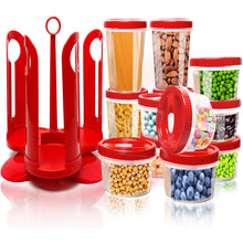 Load image into Gallery viewer, 25 pc Food Storage Container Set W/ Rotating Rack - Twist 2 Seal Food Caddy Box
